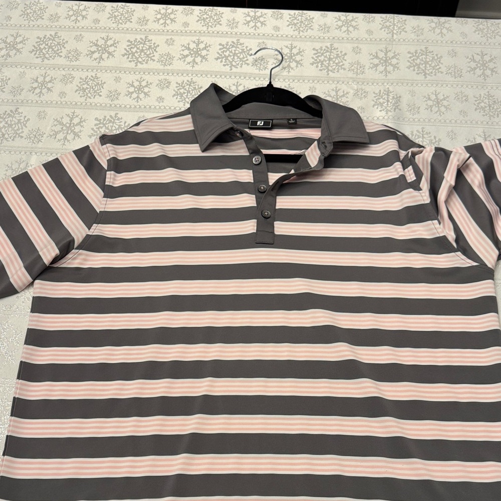 Foot Joy Striped Polo golf Shirt Large